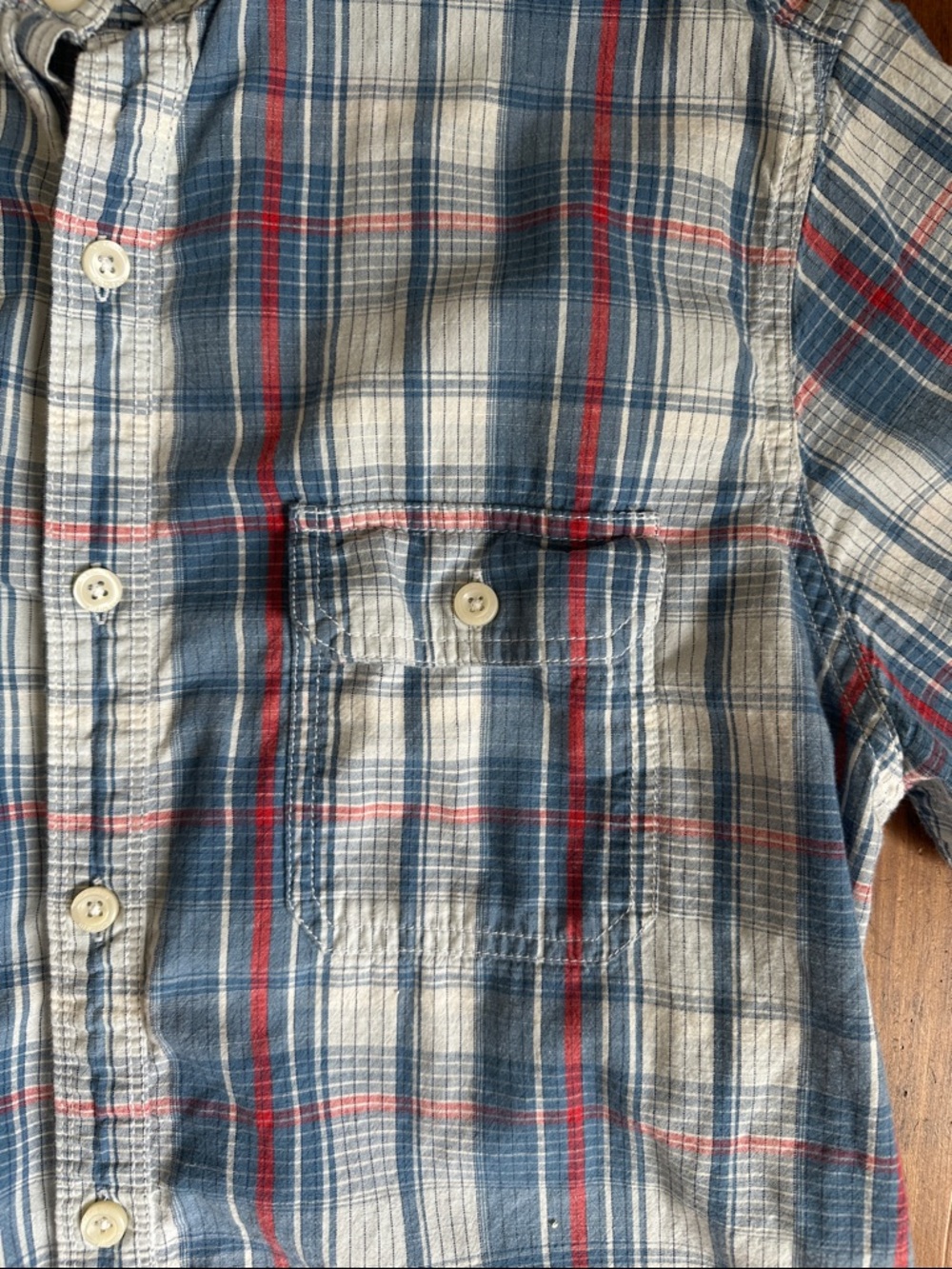 Daniel Cremieux Casual Short-Sleeve Plaid Button-Down Shirt - Blue, White & Red - Picture 2 of 11